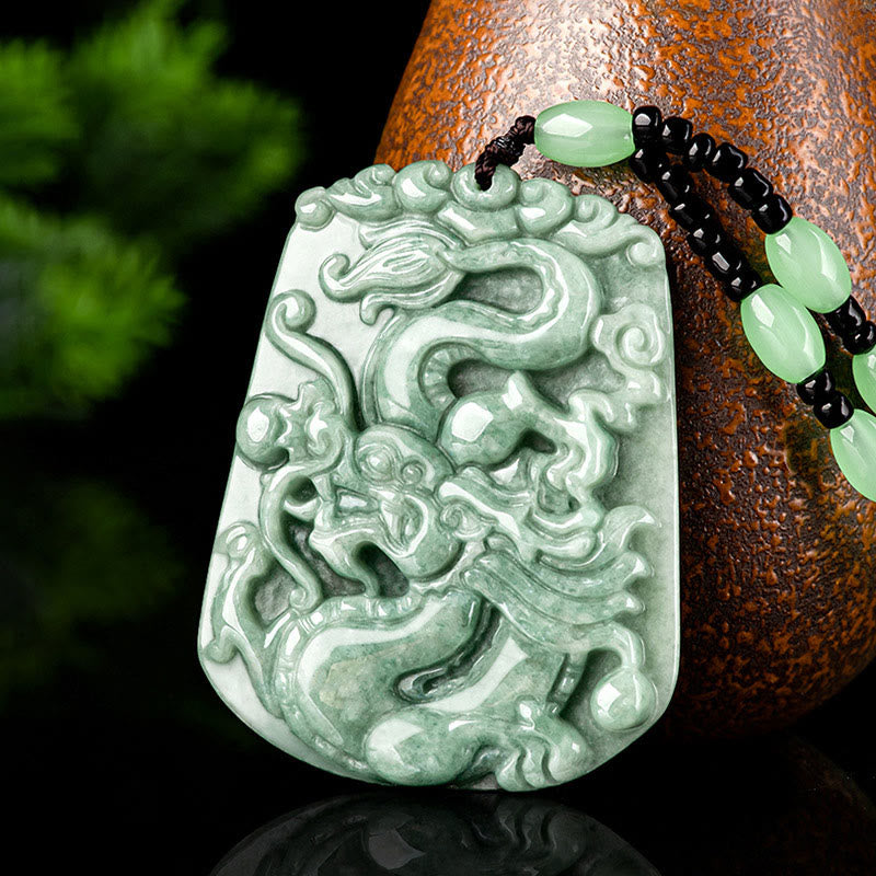 KarmaRipple's Year Of The Dragon Chinese Zodiac Dragon Soaring Jade Protection Bead Chain Pendant Necklace p13
