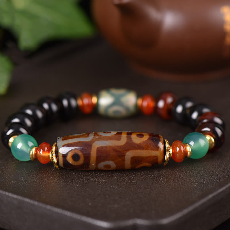 KarmaRipple's Tibetan Authentic Nine-Eye Dzi Bead Three-eyed Dzi Bead Protection Bracelet p7