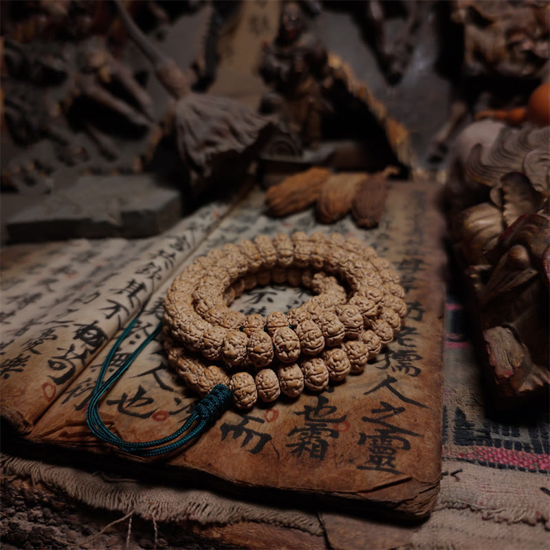 KarmaRipple's 108 Mala Beadwork Rudraksha Bodhi Seed Fortune Wealth Tassel Quadruple Wrap Bracelet p7