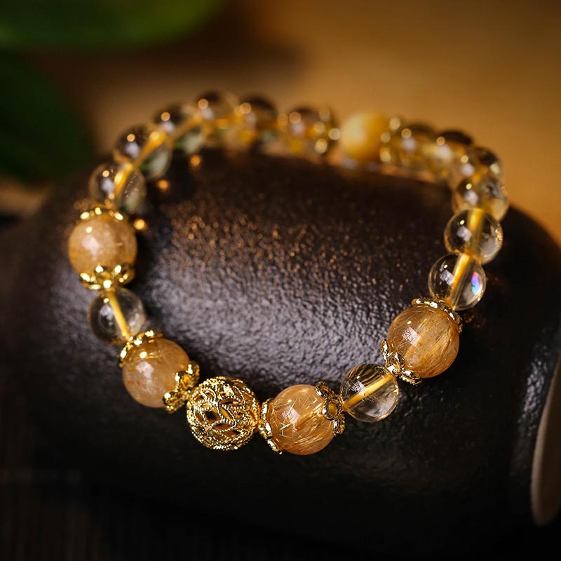 KarmaRipple's Authentic Citrine Amethyst Rutilated Quartz Prosperity Protection Bracelet p13