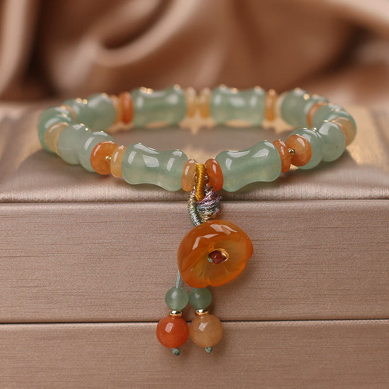 KarmaRipple's Authentic Jade Bamboo Flower Pattern Fortune Bracelet p9