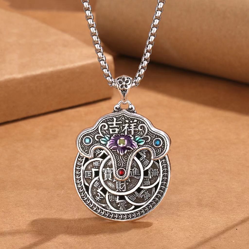 KarmaRipple's Peony Flower Bronze Coins Wealth Pendant Necklace p8