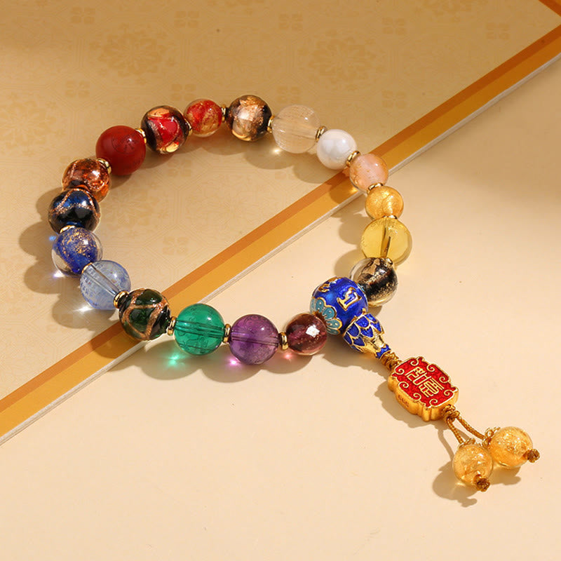 KarmaRipple's Tibetan Colorful Incense Ash Liuli Glass Bead Om Mani Padme Hum Dorje Vajra 18 Beadwork Wrist Mala p16
