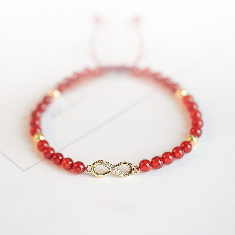 KarmaRipple's Authentic Red Agate Endless Weave Four Leaf Clover Star Confidence String Bracelet p20