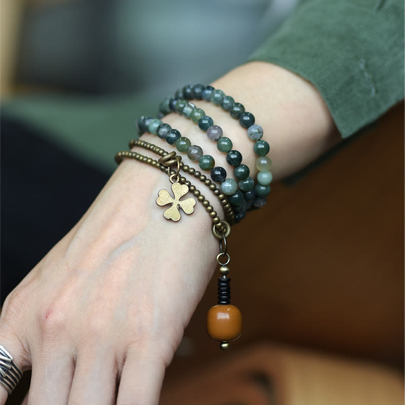KarmaRipple's Moss Agate Bronze Fortunate Multilayer Bracelet p10