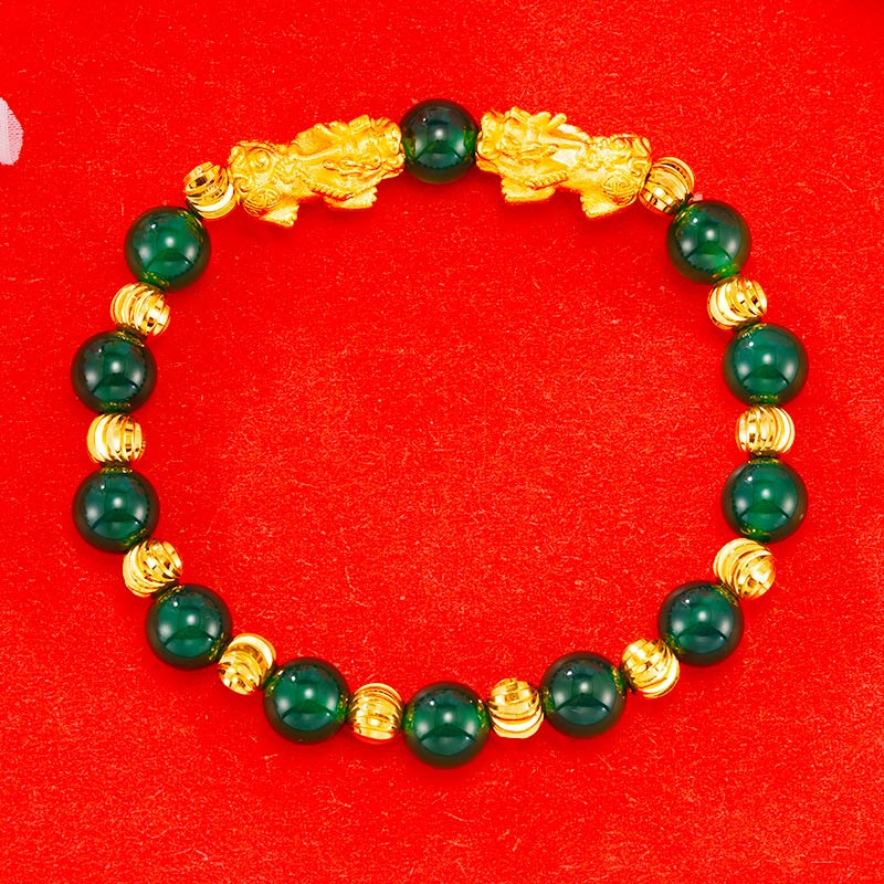 KarmaRipple's Electroplating Golden Double Pixiu Wealth Bracelet p9