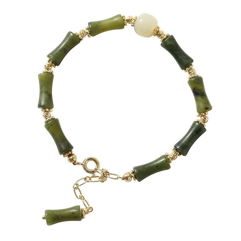 KarmaRipple's Glass Bead Bamboo Fortune Strength Chain Bracelet p12