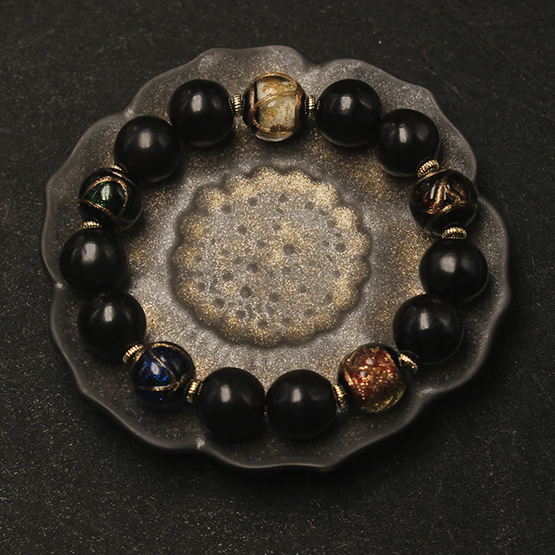KarmaRipple's Western Soapberry Incense Ash Liuli Glass Bead Wealth Bracelet p8