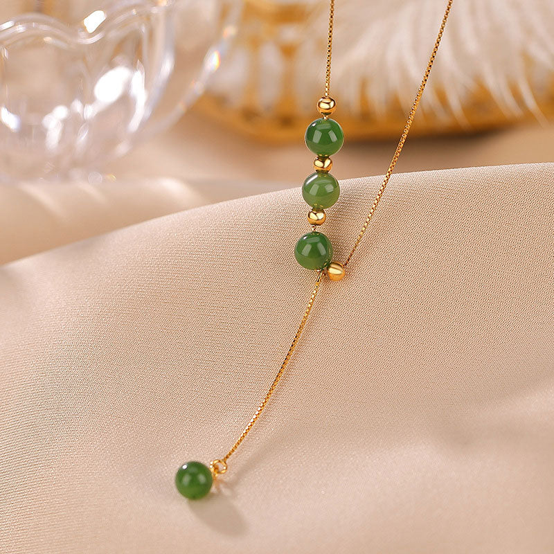 KarmaRipple's 925 Sterling Silver Cyan Jade Beadwork Balancing Pendant Necklace p13