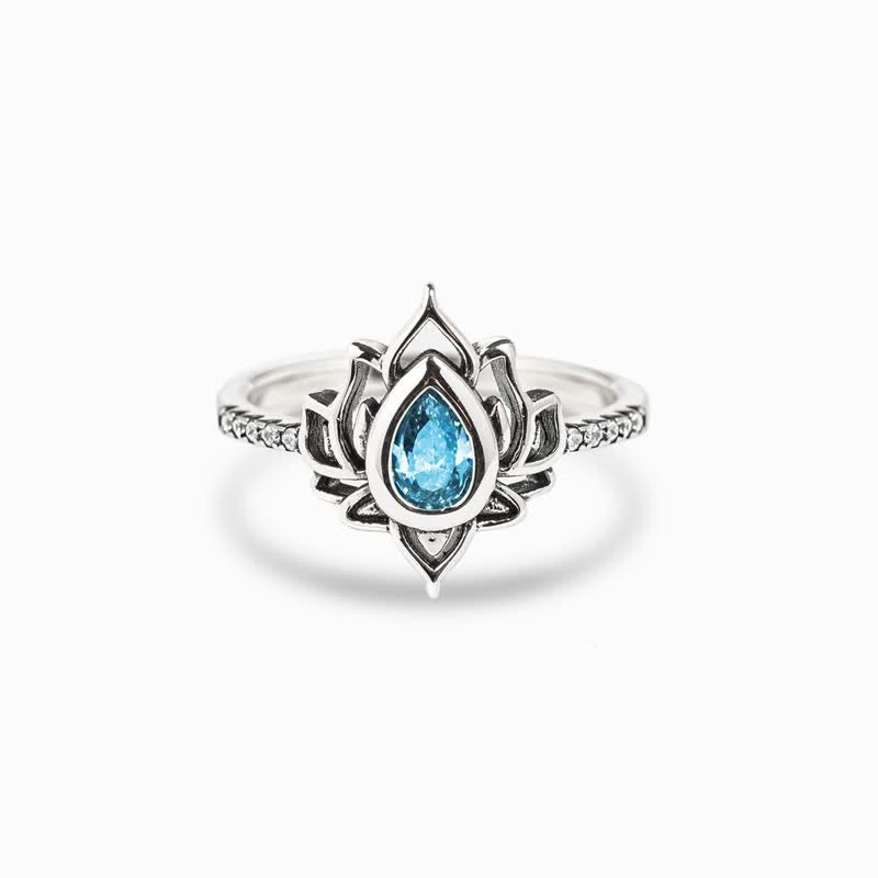 KarmaRipple's Sterling Silver Lotus Zircon Blessing Protection Ring p21