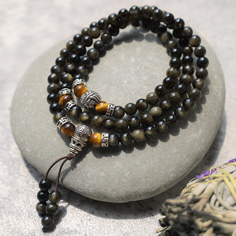 KarmaRipple's Golden Obsidian Energy Bracelet Pendant p1