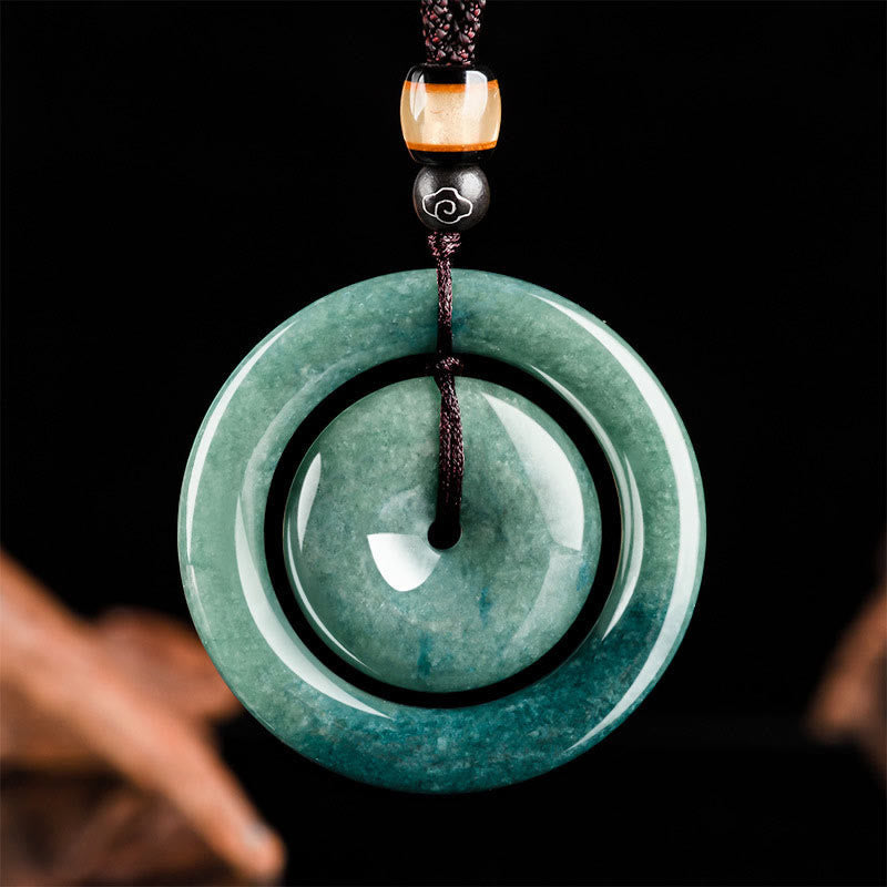 KarmaRipple's Authentic Round Jade Peace Buckle Fortune Prosperity Pendant Necklace p12