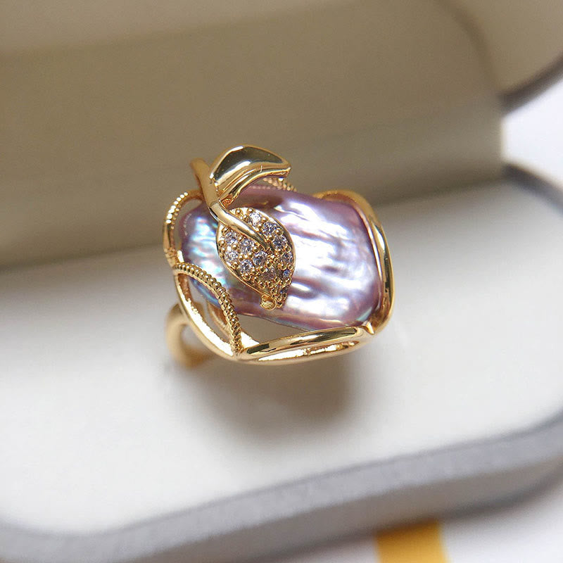 KarmaRipple's Pearl Bronze Plated Gold Flower Happiness Wealth Ring p20