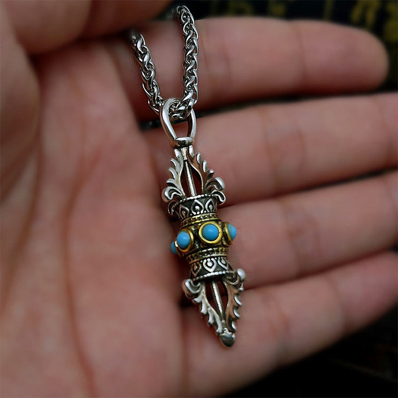 KarmaRipple's Tibet Vajra Dorje Pattern Bronze Fortune Wealth Metal Pendant Necklace p10