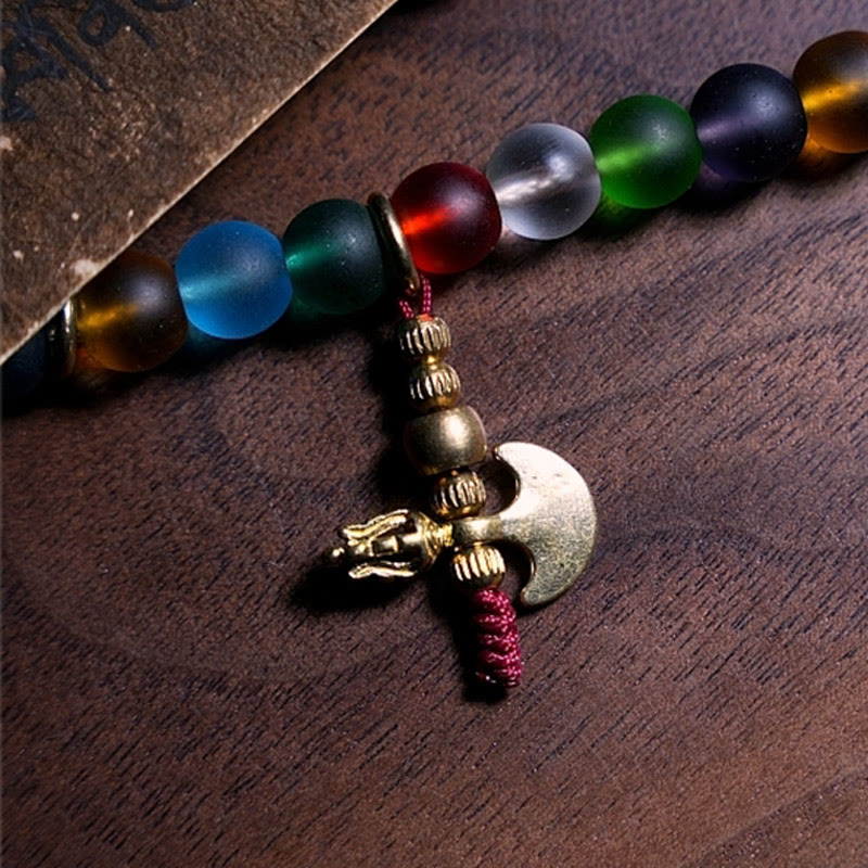 KarmaRipple's Tibetan 108 Mala Beadwork Multicolored Liuli Glass Bead Chinese Zodiac Nine Palaces Eight Diagrams Talisman Bracelet p6