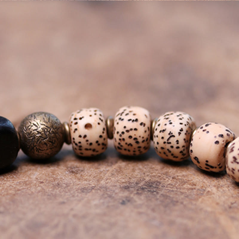 KarmaRipple's Tibetan Bodhi Seed Black Obsidian Ebony Wood Bronze Peace Bracelet p10