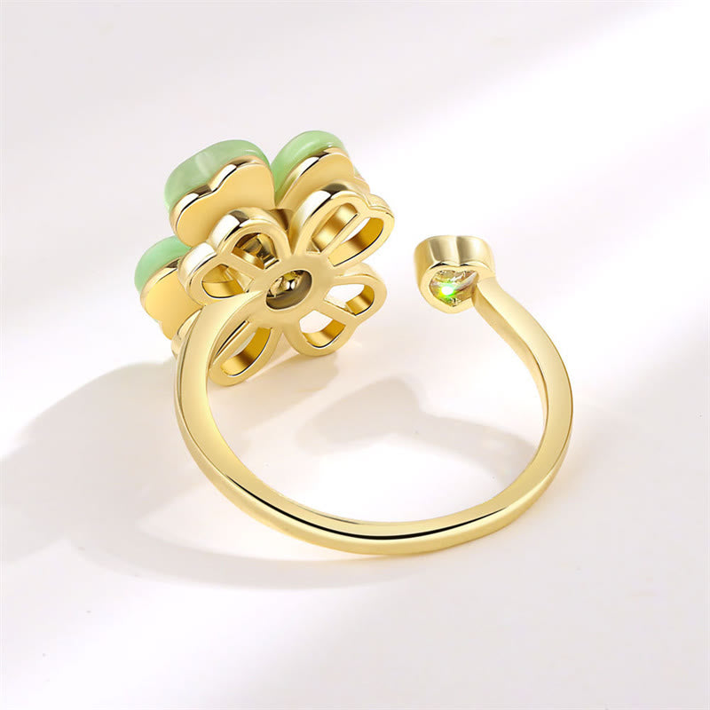 KarmaRipple's Cat's Eye Four Leaf Clover Zircon Love Rotatable Ring p5