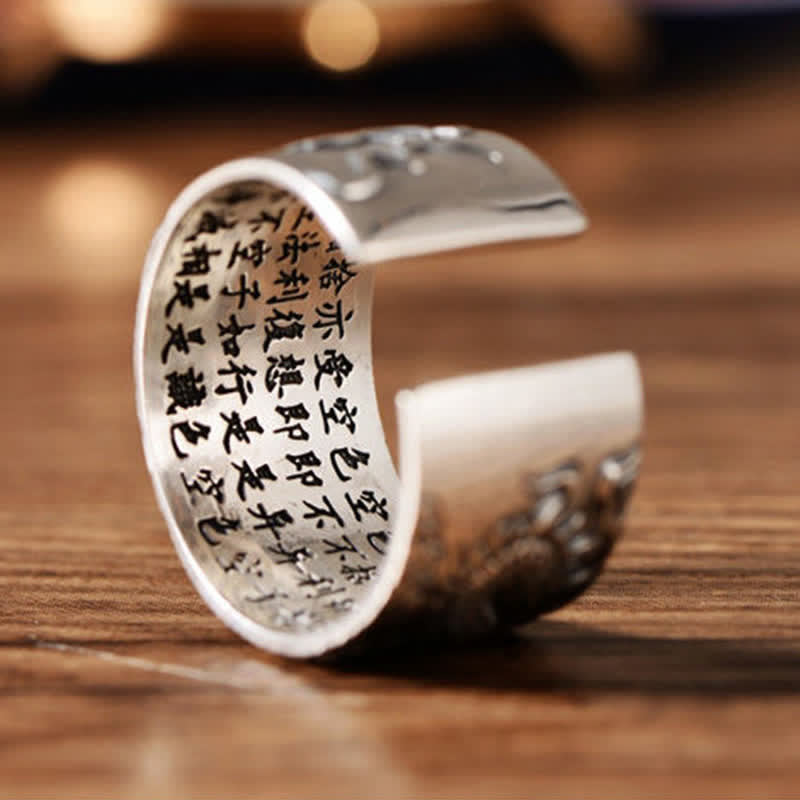 KarmaRipple's 999 Sterling Silver Dragon Carved Pattern Protection Success Ring p7
