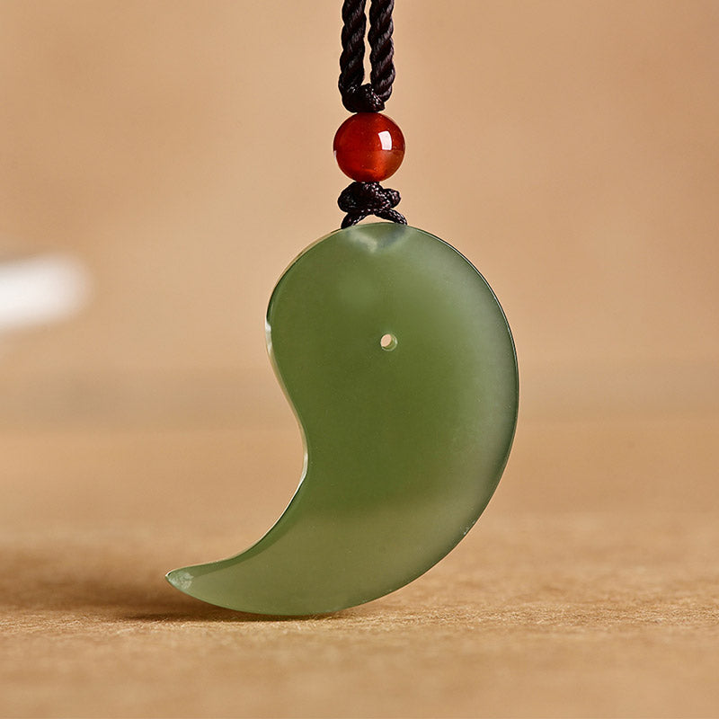 KarmaRipple's Yin Yang Ivory Jade Cyan Jade Protection Blessing Pendant String Necklace p5