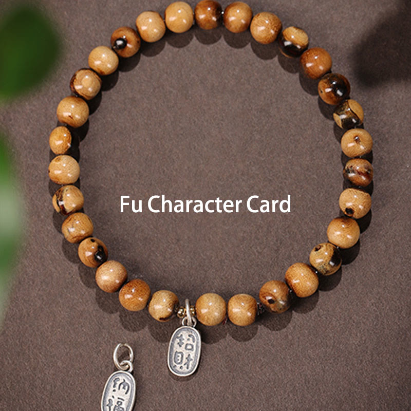 KarmaRipple's 925 Sterling Silver Authentic Golden Sea Willow Zakiram Goddess of Wealth Fortunate fortune Fu Character Success Bracelet p2
