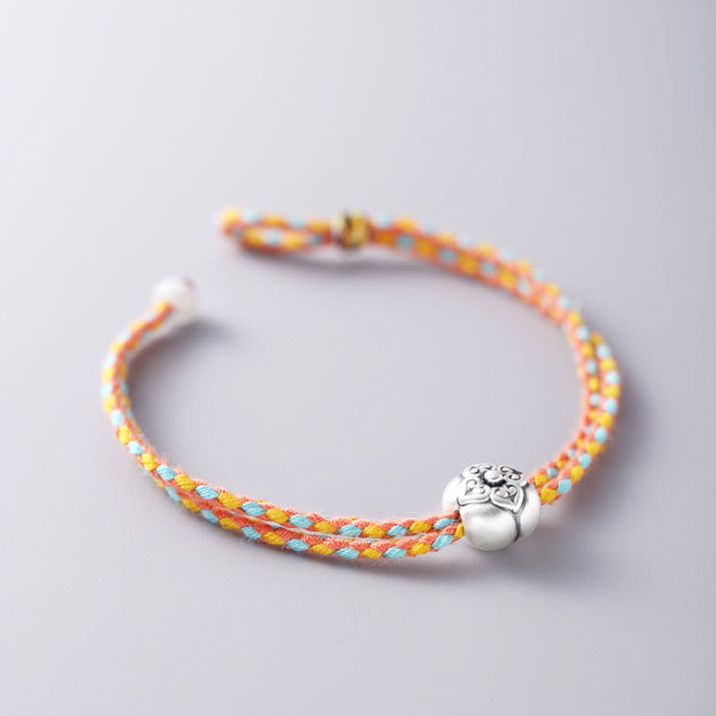 KarmaRipple's 999 Sterling Silver Persimmon Fortune Multicolored Woven Bracelet p9