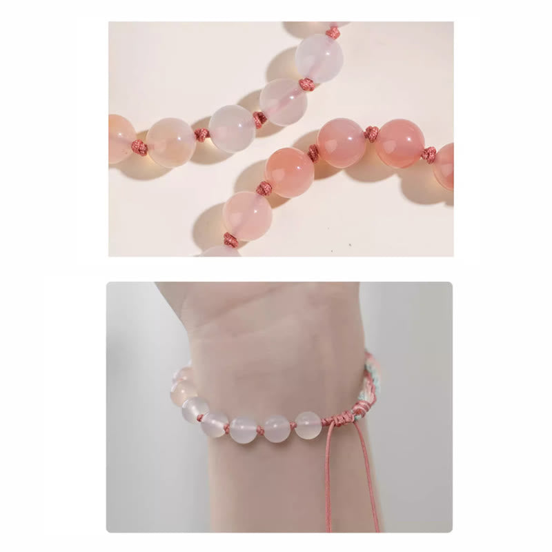 KarmaRipple's Authentic Gradient Agate Reincarnation Weave Peach Blossom Wealth Fortune Handmade String Bracelet p7