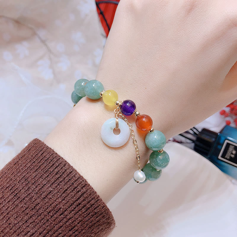 KarmaRipple's Jade Red Agate Peace Buckle Talisman Confidence Bracelet p17