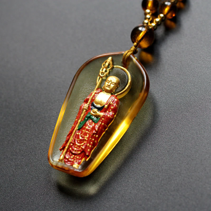 KarmaRipple's Ksitigarbha Buddha Liuli Gemstone Compassion Amulet Pendant Necklace p1