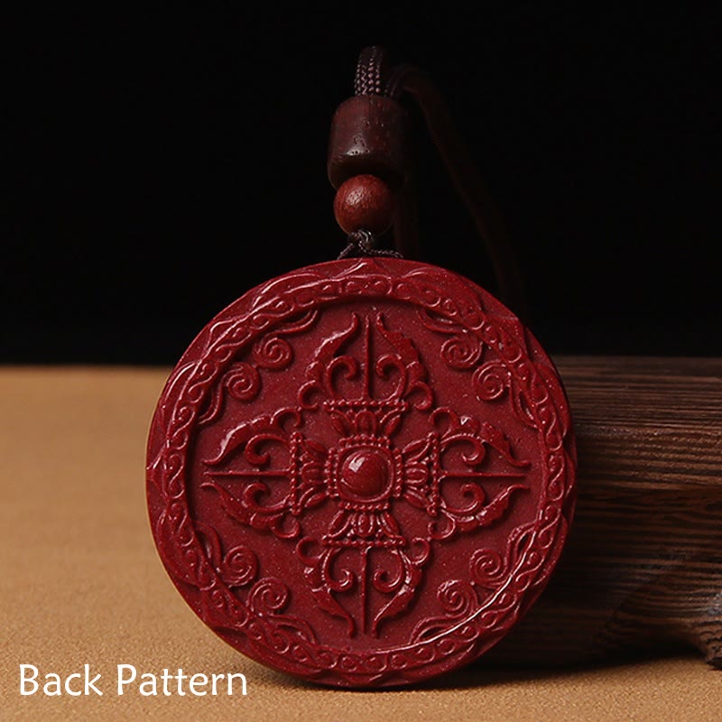 KarmaRipple's Authentic Cinnabar Lotus Om Mani Padme Hum Blessing Pendant String Necklace p6