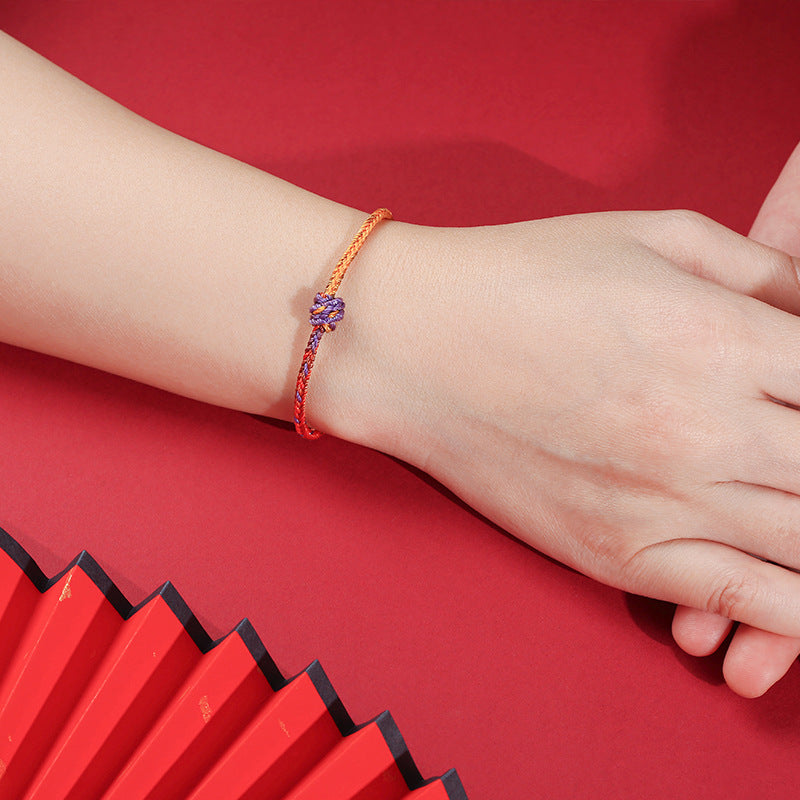 KarmaRipple's Handcrafted Colorful Purple Gold Red Braid Rope Bracelet p4