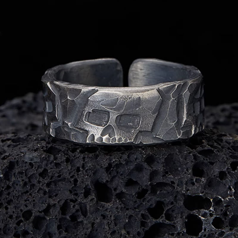 KarmaRipple's 999 Sterling Silver Skeleton Pattern Handmade Blessing Ring p19