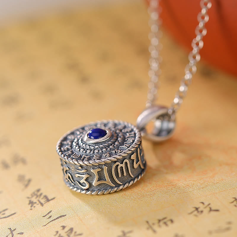 KarmaRipple's 925 Sterling Silver Om Mani Padme Hum Lazurite Love Peace Pendant Necklace p4
