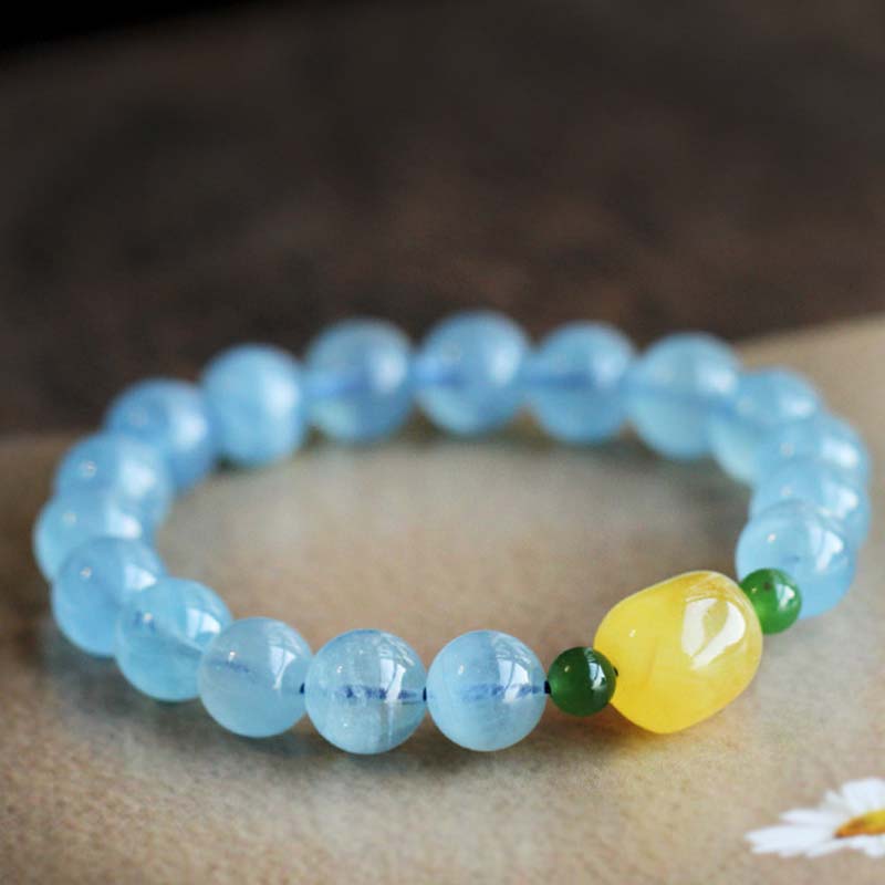 KarmaRipple's Authentic Aquamarine Amber Beadwork Serenity Balancing Bracelet p8