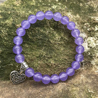 KarmaRipple's Authentic Gemstone Fortunate Love Heart Talisman Stretch Bracelet
