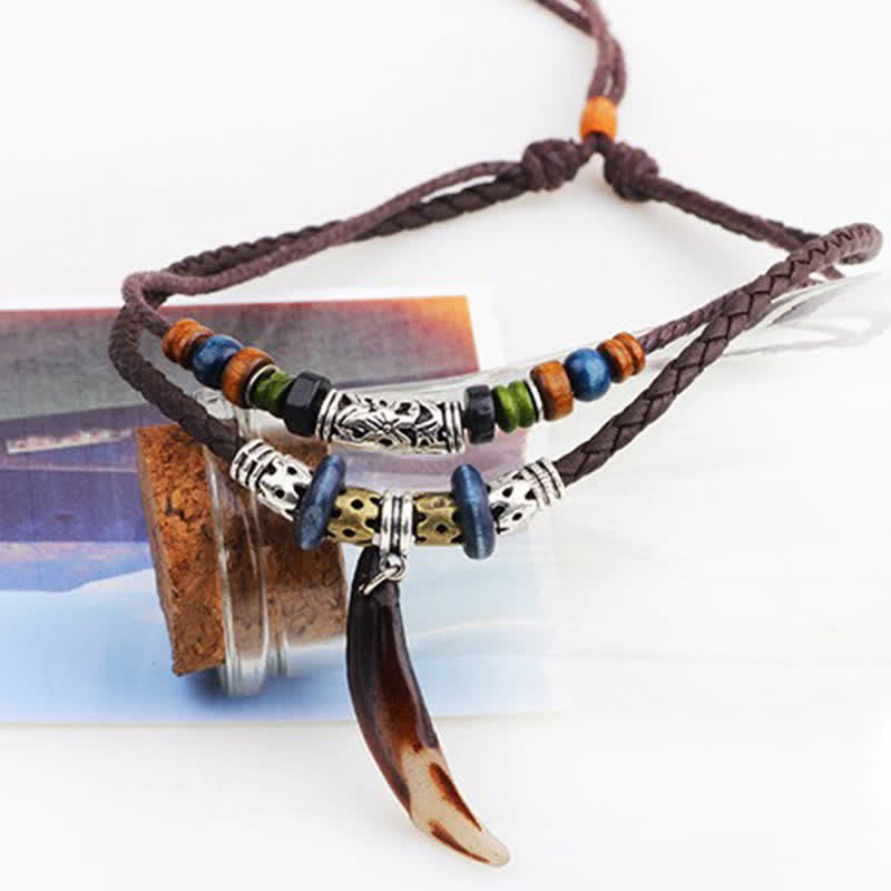 KarmaRipple's Ethnic Wolf Tooth Pattern Beadwork Wealth Pendant Necklace p7