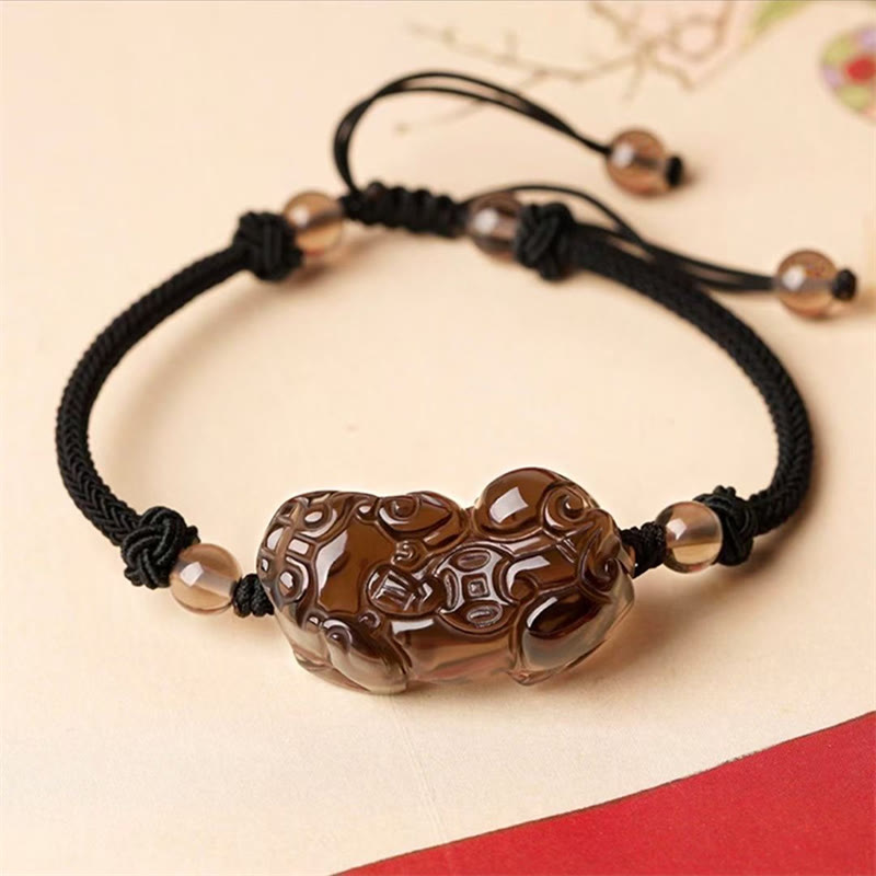 KarmaRipple's Authentic Obsidian Amethyst Citrine PiXiu Cooper Coin Wealth Bracelet p20
