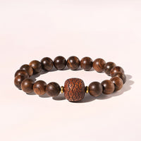 KarmaRipple's Rosewood Auspicious Clouds Totem Fu Character Bamboo Pattern Warmth Bracelet