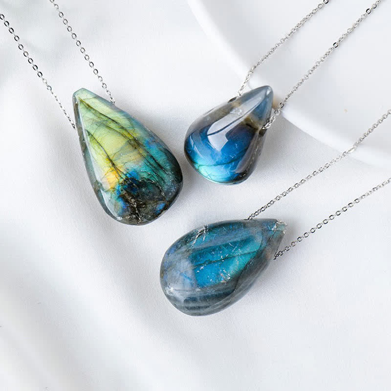 KarmaRipple's Labradorite Water Drop Support Balancing Pendant Necklace p3