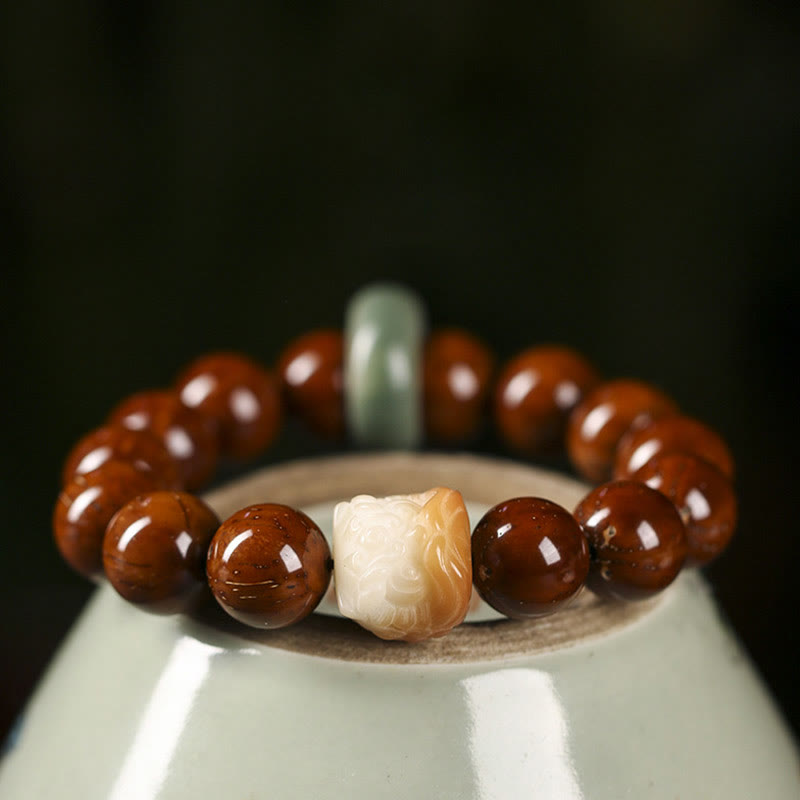 KarmaRipple's Purple Bodhi Seed Dancing Lion Wisdom Bracelet p1