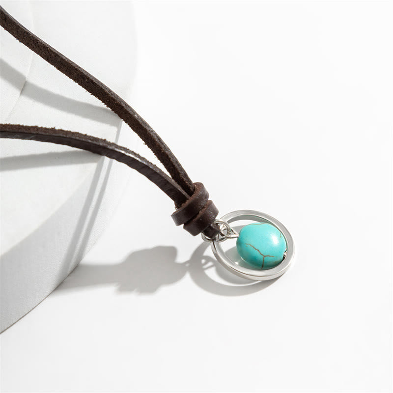 KarmaRipple's Round Turquoise Stone Protection Strength Pendant Necklace p4