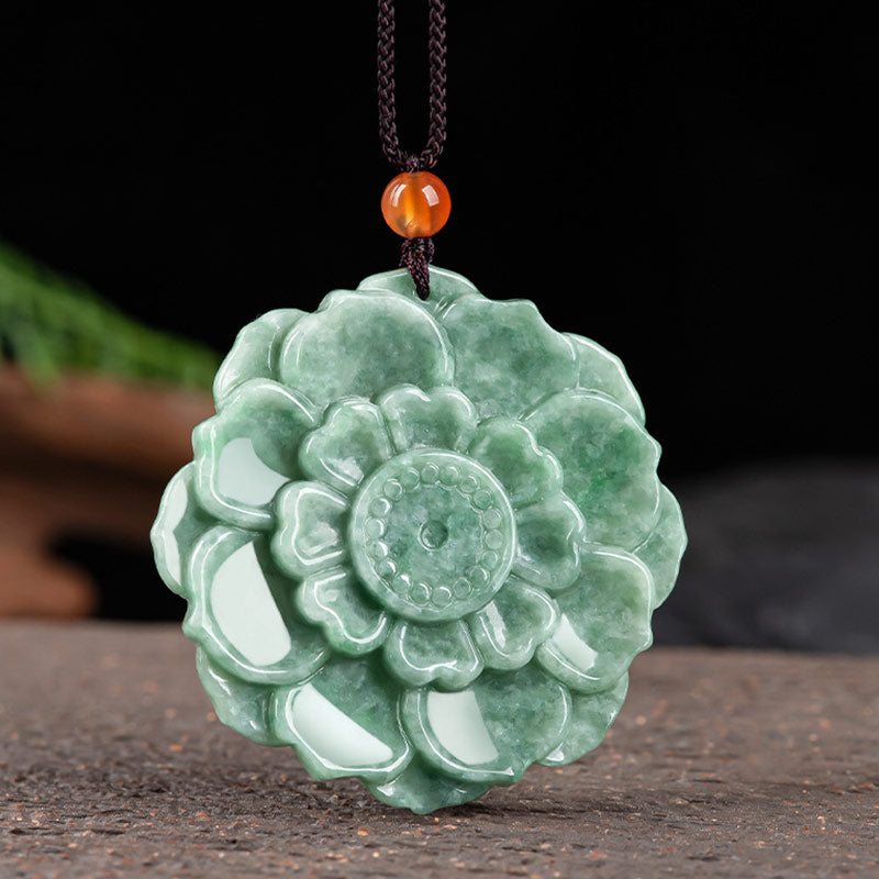 KarmaRipple's Lotus Pattern Jade Fortune Prosperity Pendant Necklace p5