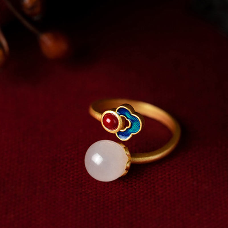 KarmaRipple's Ivory Jade Auspicious Cloud Blessing Fortune Ring p10