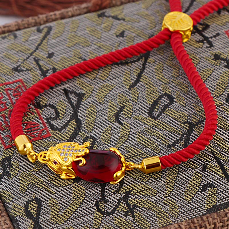 KarmaRipple's Wealth Attractor Red Agate Pixiu Red String Bracelet p4