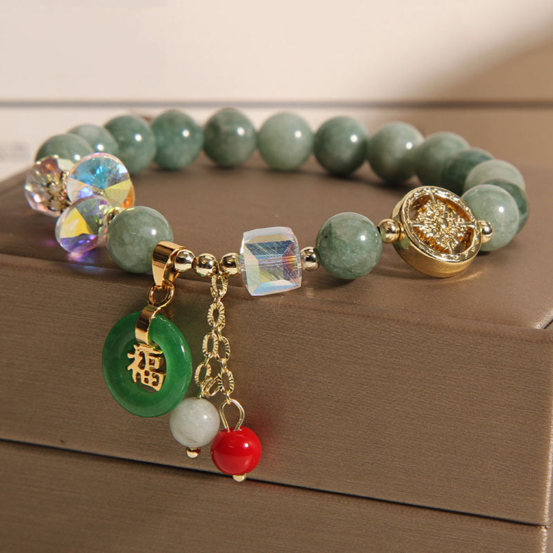 KarmaRipple's Strawberry Quartz Jade Fu Character Talisman Balancing Bracelet p10