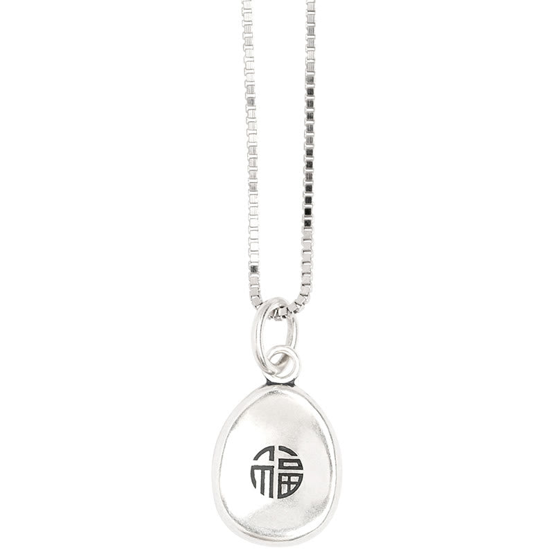 KarmaRipple's 999 Sterling Silver Peace And Joy Fu Character Fortune Fortune 925 Sterling Silver Chain Pendant Necklace p8