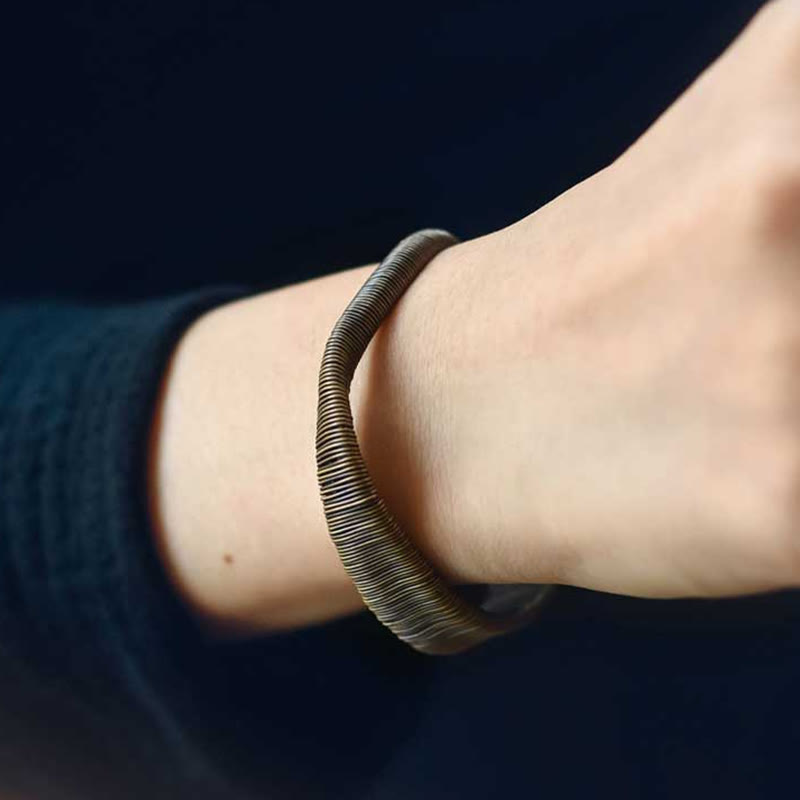 KarmaRipple's Simple Design Wrapped Bronze Fortune Wealth Adjustable Cuff Bracelet p9
