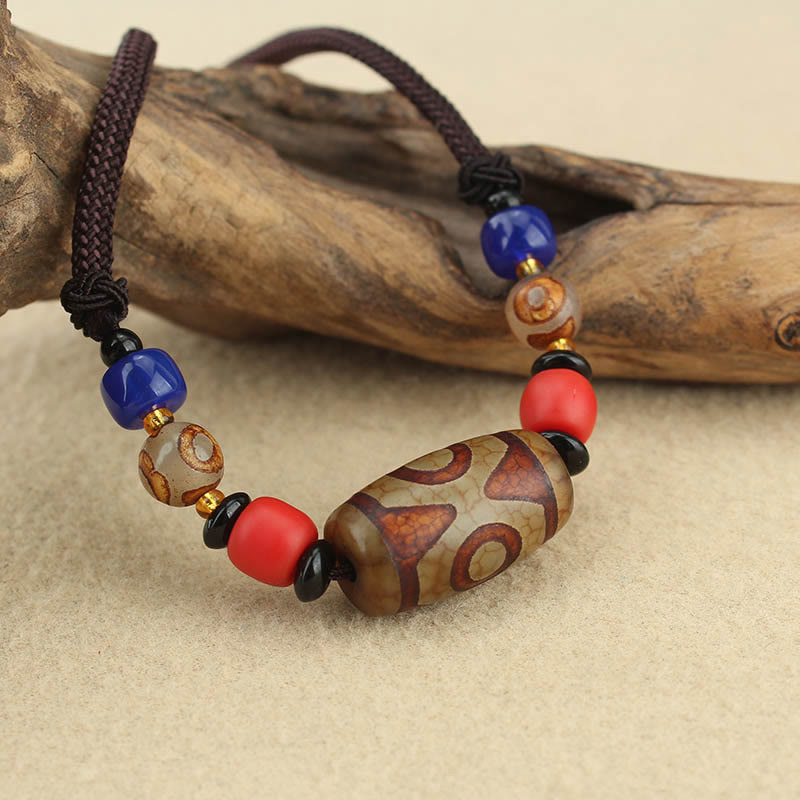 KarmaRipple's Tibetan Nine-Eye Dzi Bead Three-eyed Dzi Bead Protection String Necklaces Necklace p13