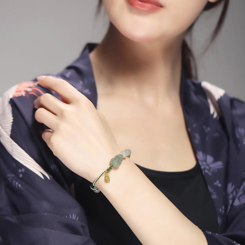 KarmaRipple's Authentic Hetian Jade PiXiu Fortune Fu Character String Bracelet p6