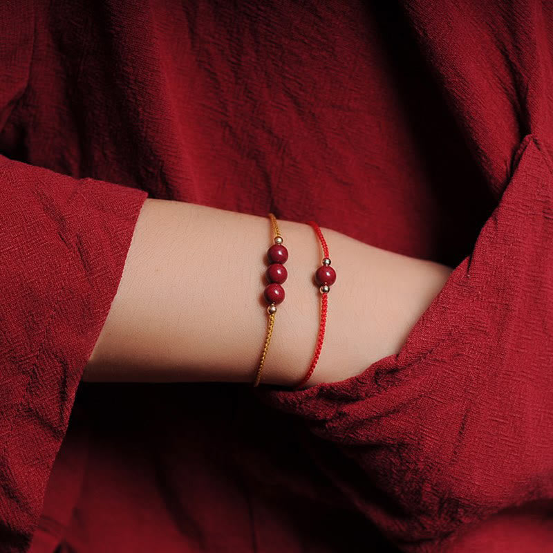 KarmaRipple's 14K Gold Plated Authentic Cinnabar Blessing String Woven Bracelet p17