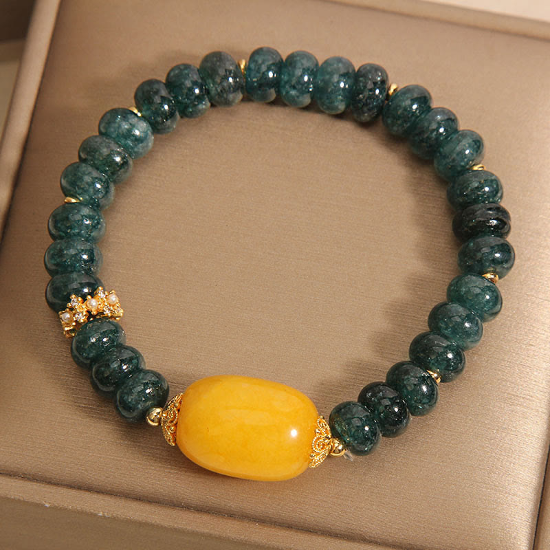 KarmaRipple's Green Jade Abacus Beadwork Topaz Fortune Bracelet p3